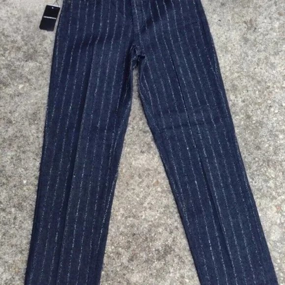 Emporio Armani JO4 Striped Needle Punched Denim Jeans Blue Regular Fit Sz 28 - Picture 6 of 13